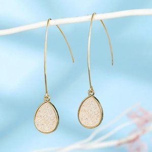 3/$20 New White & Gold Druzy Dangle Earrings